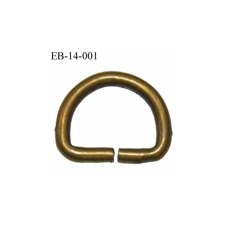 Boucle etrier anneau demi rond métal couleur bronze largeur  1.4 cm intérieur 1.2 cm idéal pour sangle 1 cm hauteur 1.2 cm
