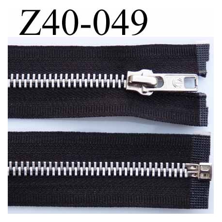 fermeture zip longueur 40 cm couleur noir séparable largeur 3 cm zip glissière métal largeur 6 mm