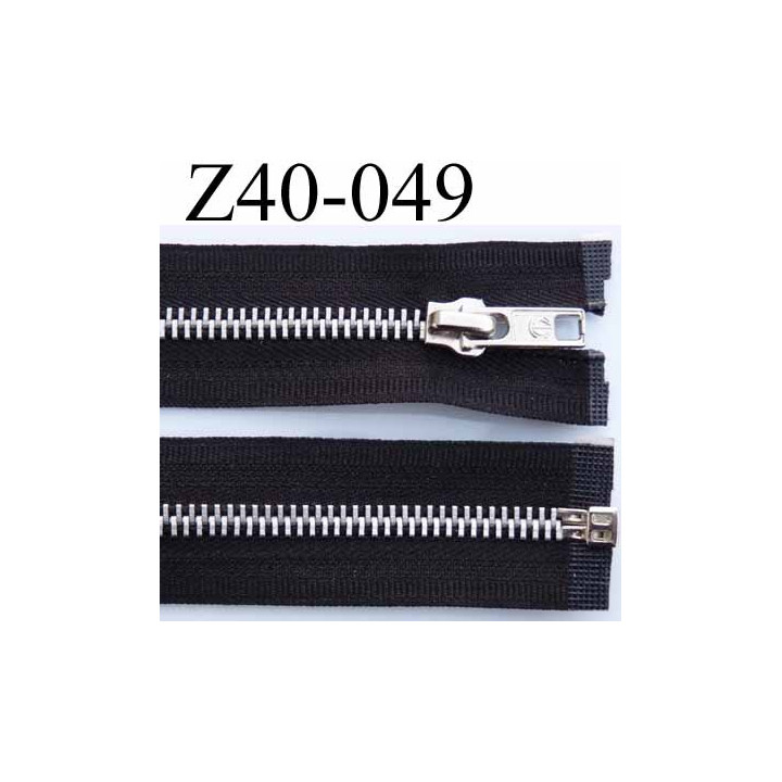 fermeture zip longueur 40 cm couleur noir séparable largeur 3 cm zip glissière métal largeur 6 mm