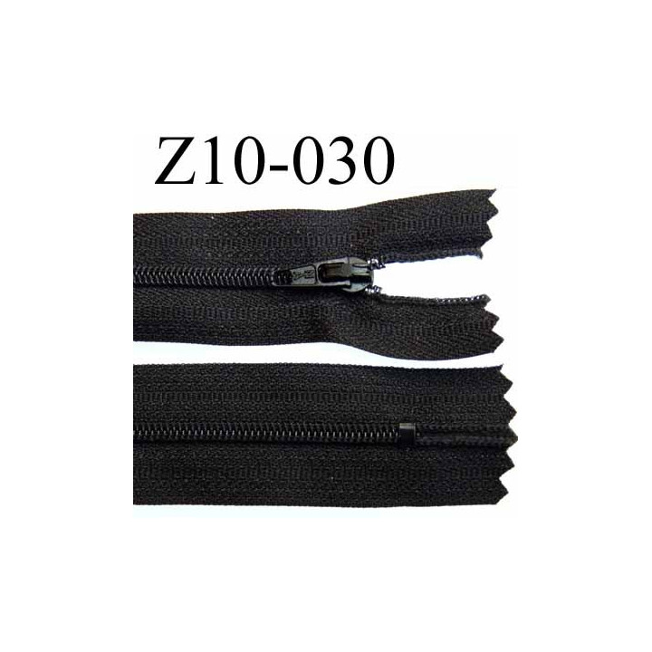fermeture zip longueur 10 cm couleur noir non séparable largeur 2.8 cm glissière nylon largeur  4 mm