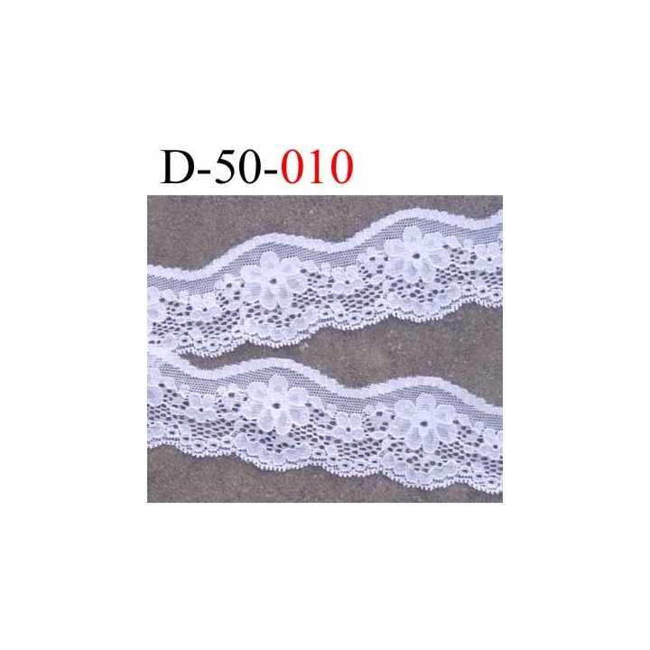 dentelle blanche largeur 50 mm lycra élastique très douce couleur blanc prix au mètre