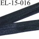 élastique plat souple pré plié au centre belle qualité couleur noir reflets bleu brillant largeur 15 mm prix au mètre