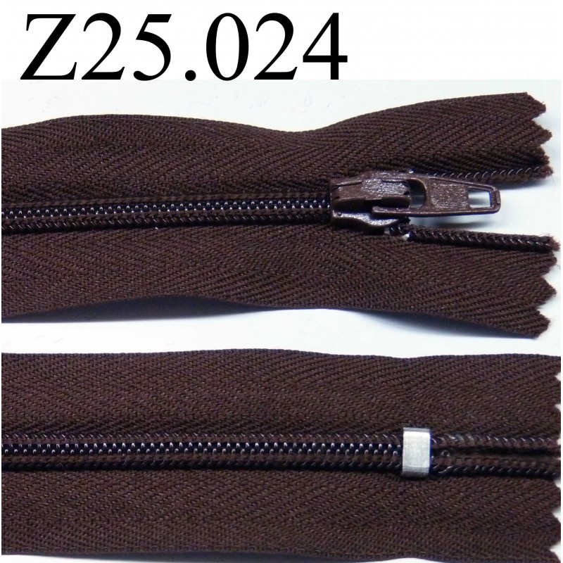 fermeture zip 25 cm couleur marron non séparable zip nylon