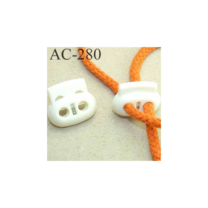 arrêt cordon  stop cordon ovale blanc largeur 25 mm hauteur 23 mm épaisseur 10 mm idéal pour cordon de 5 mm prix à la pièce 