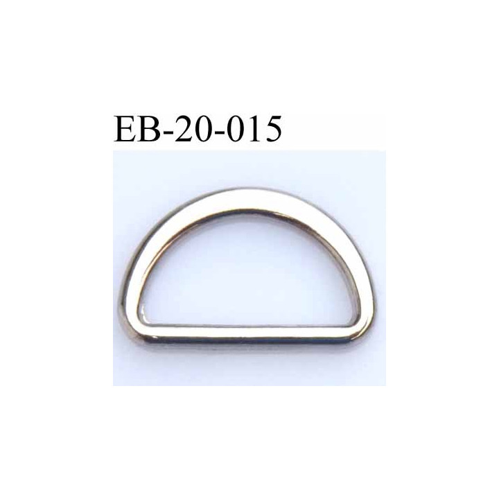 Boucle etrier anneau demi rond métal couleur chromé brillant largeur extérieur 2 cm intérieur 1.6 cm hauteur 1.3 cm