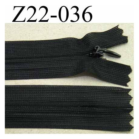 fermeture zip glissière invisible longueur 22 cm couleur noir non séparable largeur 2.5 cm glissière nylon largeur 4 mm