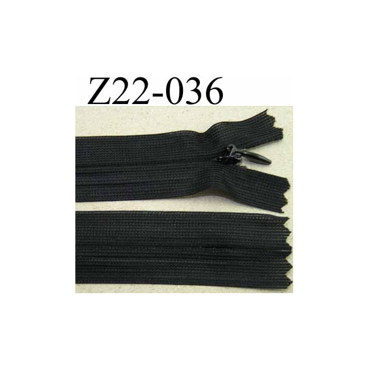 fermeture zip glissière invisible longueur 22 cm couleur noir non séparable largeur 2.5 cm glissière nylon largeur 4 mm