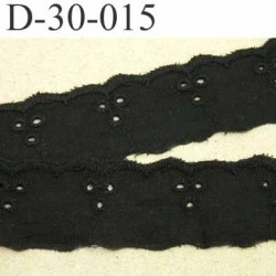 dentelle anglaise galon broderie 100% coton couleur noir largeur 30 mm prix au mètre