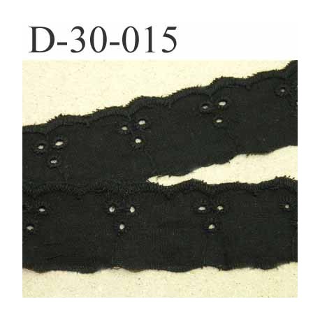 dentelle anglaise galon broderie coton couleur noir largeur 30 mm prix au mètre