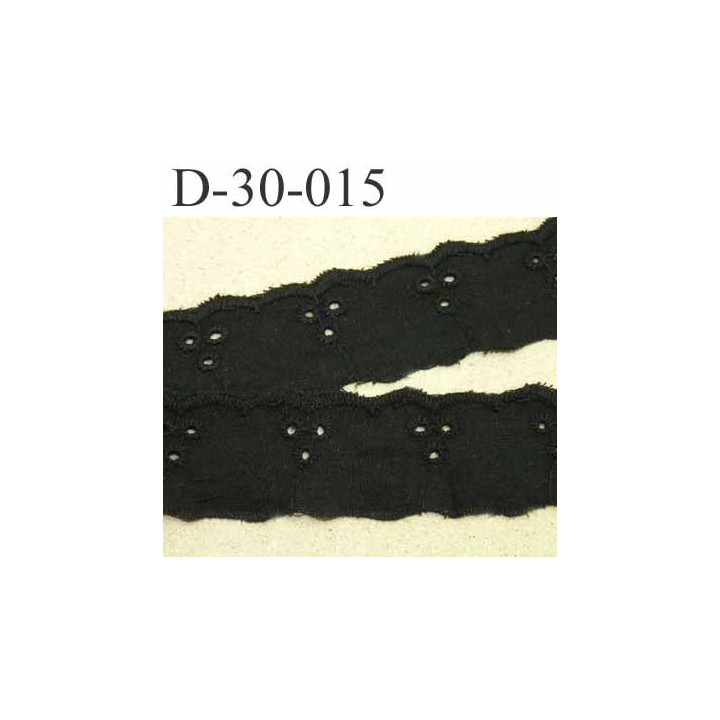 dentelle anglaise galon broderie coton couleur noir largeur 25 mm prix au mètre