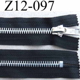 fermeture zip à glissière  longueur 12 cm couleur noir non  séparable largeur 3 cm glissière métal largeur 6 mm