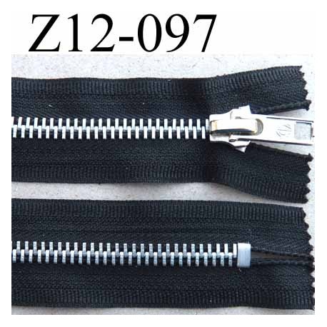 fermeture zip à glissière longueur 12 cm couleur noir non séparable largeur 3 cm glissière métal largeur 6 mm