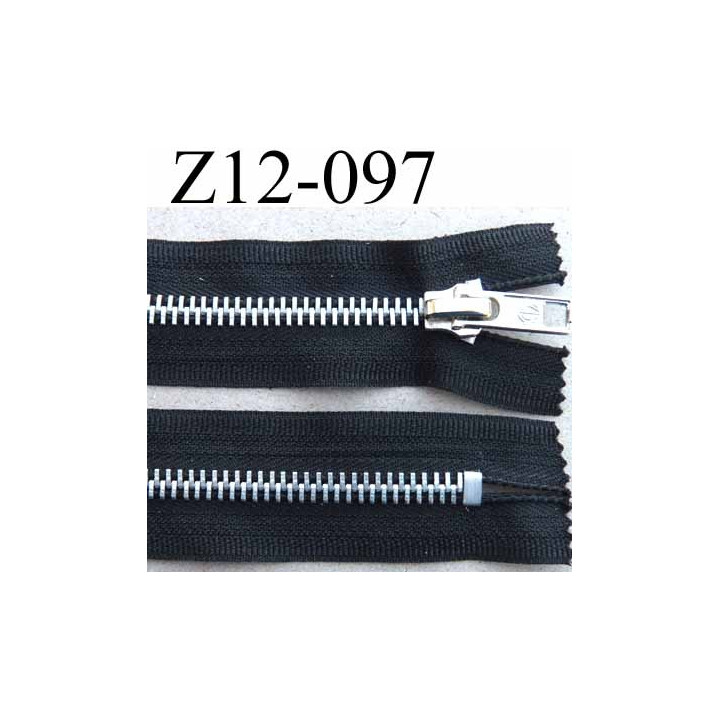 fermeture zip à glissière  longueur 12 cm couleur noir non  séparable largeur 3 cm glissière métal largeur 6 mm