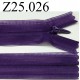 fermeture éclair invisible 25 cm couleur violet non séparable zip nylon