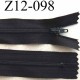 fermeture zip à glissière longueur 12 cm couleur noir anthracite non séparable largeur 2.5 cm glissière nylon zip du 4 mm