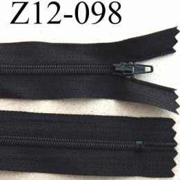 fermeture zip  à glissière longueur 12 cm couleur noir anthracite non séparable largeur 2.5 cm glissière nylon  zip du 4 mm