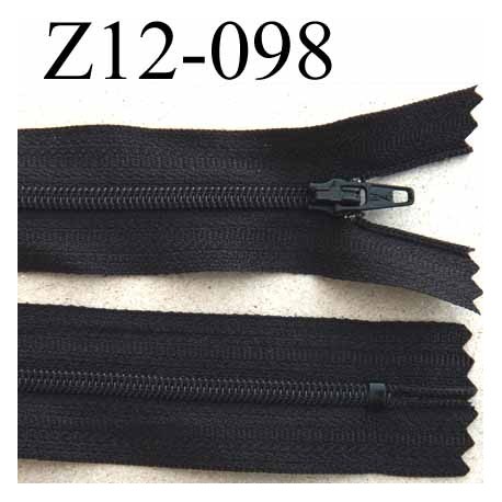 fermeture zip à glissière longueur 12 cm couleur noir anthracite non séparable largeur 2.5 cm glissière nylon zip du 4 mm