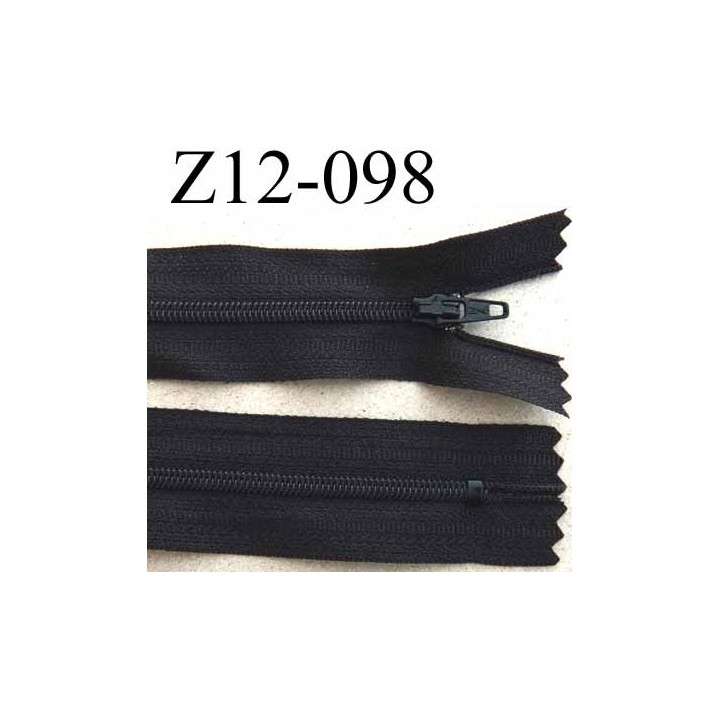 fermeture zip  à glissière longueur 12 cm couleur noir anthracite non séparable largeur 2.5 cm glissière nylon  zip du 4 mm