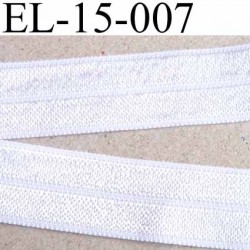 élastique plat souple belle qualité couleur blanc très brillant largeur 15 mm vendu au mètre