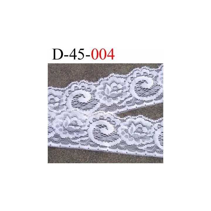 Dentelle synthétique lycra couleur blanc douce au touché largeur 45 mm prix au mètre