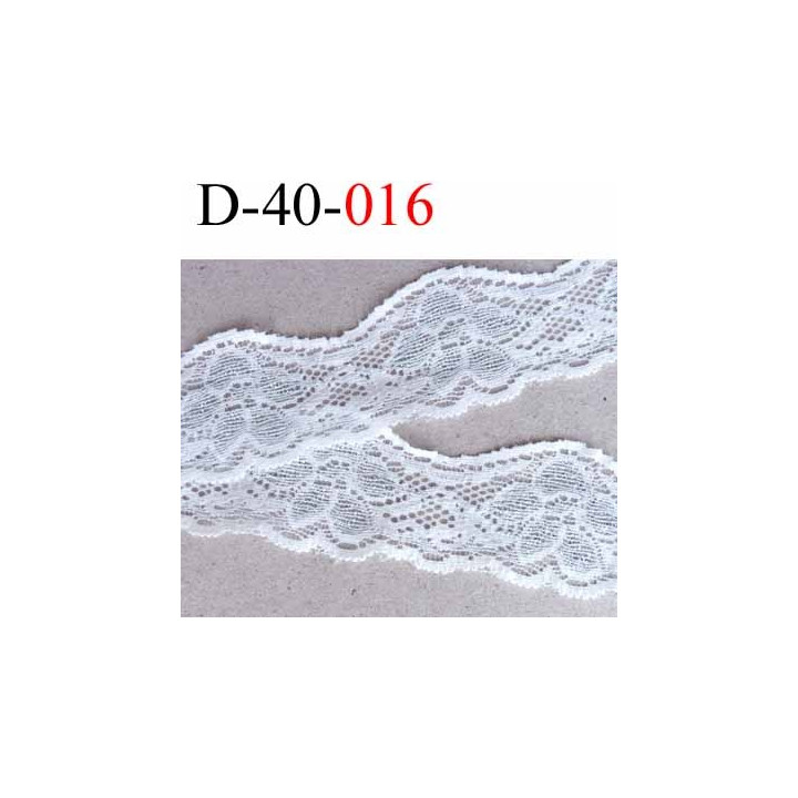 dentelle synthétique lycra extensible motif fleur largeur 40 mm couleur naturel écru et argent brillant prix au mètre