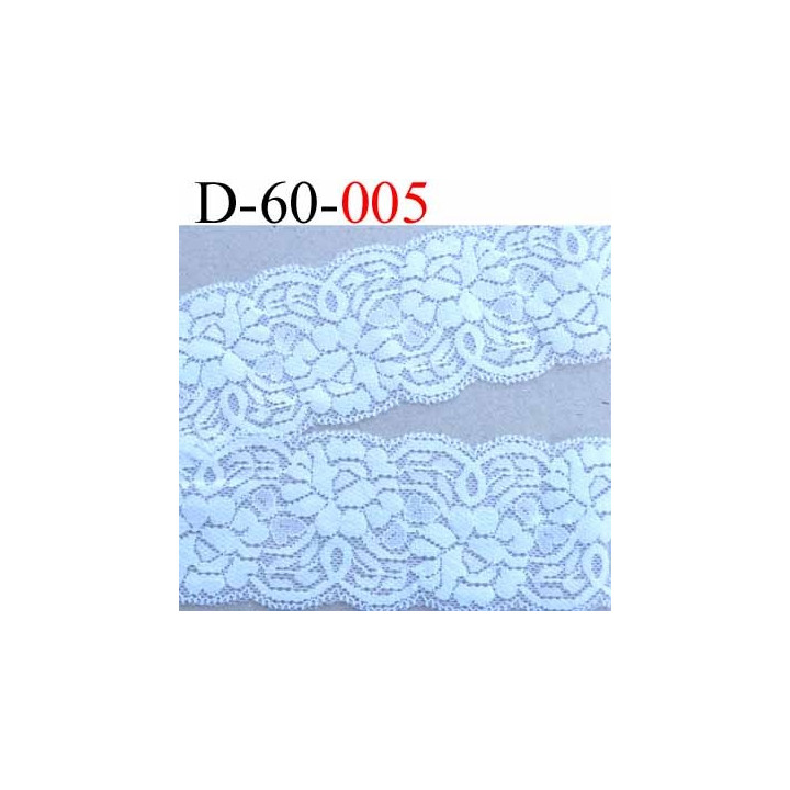 dentelle blanche largeur 60 mm synthétique lycra élastique couleur blanc lumineux douce et souple prix au mètre