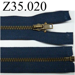fermeture éclair  35 cm couleur bleu  séparable zip métal largeur 3 cm largeur du zip 4.5mm