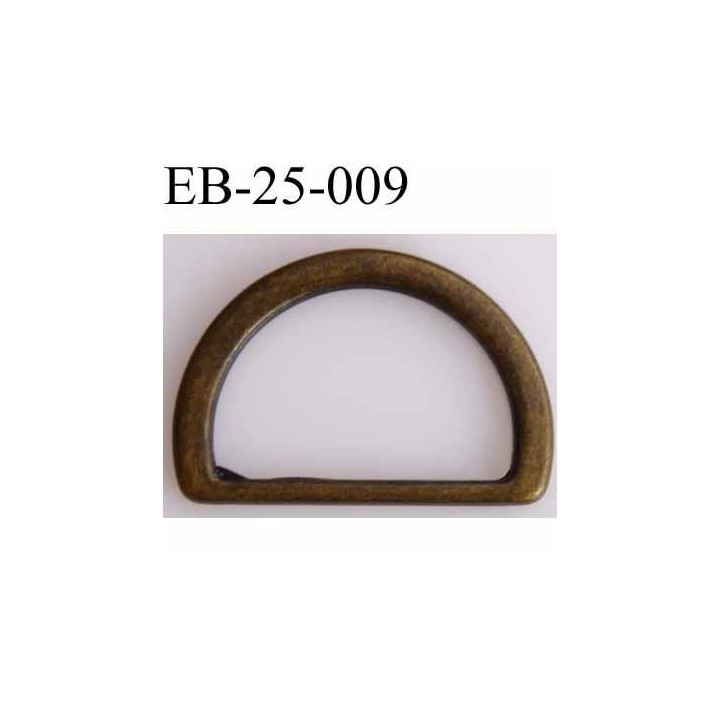 Boucle etrier anneau demi rond métal couleur bronze largeur 2,6 cm intérieur 20,5 mm idéal pour sangle 20 mm hauteur 18 mm