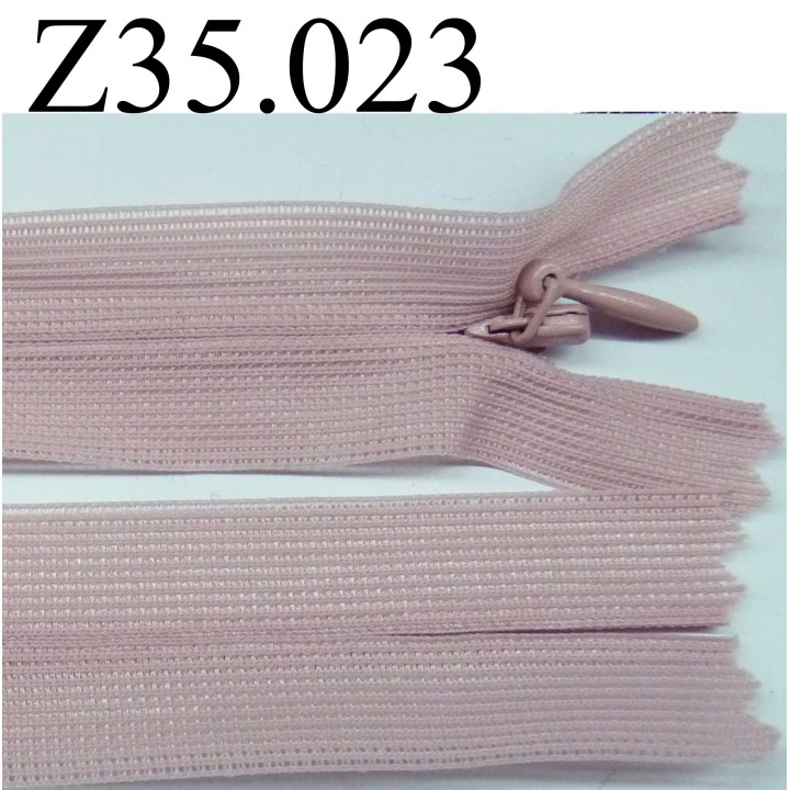 fermeture éclair invisible longueur 35 cm couleur rose non  séparable zip nylon  largeur 2.5 cm 