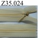 fermeture éclair invisible longueur 35 cm couleur jaune orangé beige non séparable zip nylon largeur 2.5 cm 