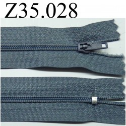 fermeture zip longueur 35 cm couleur bleu gris non séparable zip nylon largeur 2.5 cm