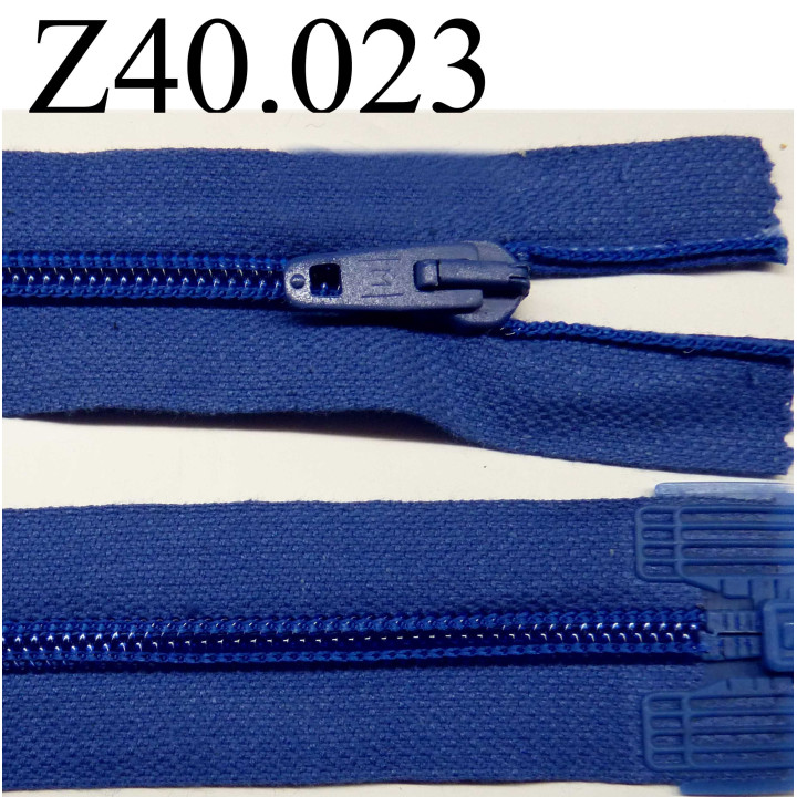 fermeture éclair longueur 40 cm couleur bleu séparable zip nylon largeur 3.2 cm largeur du zip 5 mm  