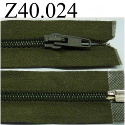 fermeture éclair longueur 40 cm couleur vert kaki séparable zip nylon largeur 3.2 cm largeur du zip 5 mm