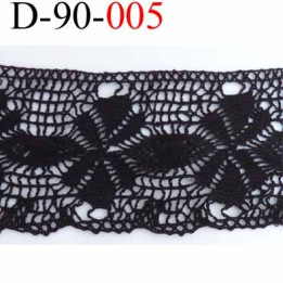 dentelle noir crochet  100% coton très belle motif fleur largeur 90 mm couleur noir souple  prix au mètre