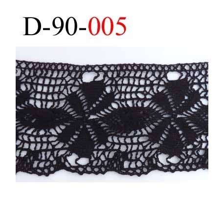 dentelle noir crochet 100% coton très belle motif fleur largeur 90 mm couleur noir souple prix au mètre