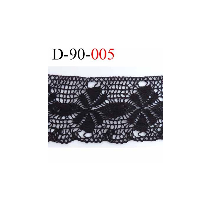 dentelle noir crochet  100% coton très belle motif fleur largeur 90 mm couleur noir souple  prix au mètre