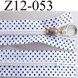 fermeture zip à glissière12 cm blanc a point noir non séparable glissière nylon largeur 3 cm largeur glissière 6 mm curseur