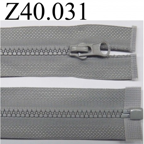 fermeture éclair longueur 40 cm couleur gris séparable zip nylon largeur 2.8 cm largeur du zip 4 mm 