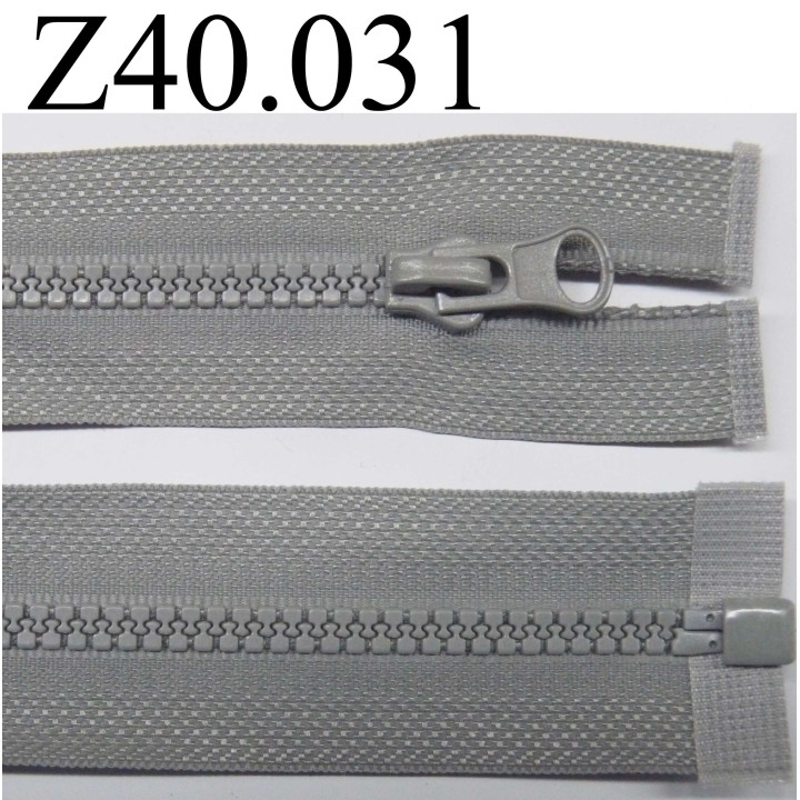 fermeture éclair  longueur 40 cm couleur gris  séparable zip nylon largeur 2.8 cm largeur du zip 4 mm  