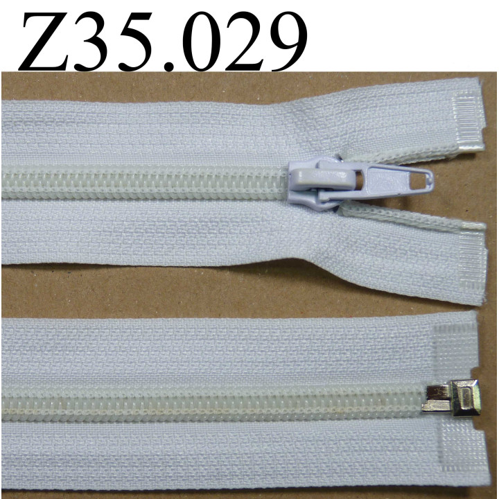 fermeture éclair longueur 20 cm couleur blanc  séparable zip nylon largeur 3 cm largeur du zip 5 mm