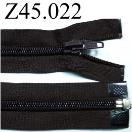 fermeture éclair  longueur 22 cm couleur marron foncé séparable zip nylon largeur 3 cm largeur du zip 5 mm 
