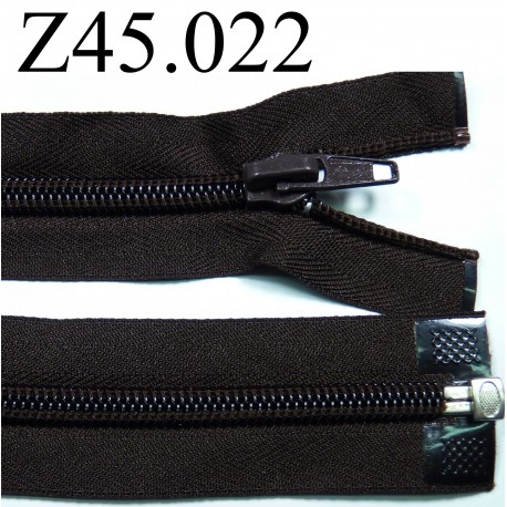 fermeture éclair longueur 22 cm couleur marron foncé séparable zip nylon largeur 3 cm largeur du zip 5 mm 