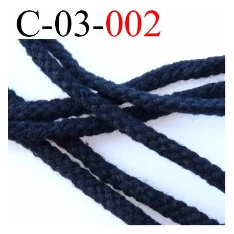 cordon en coton couleur noir diamètre 3 mm vendu au mètre