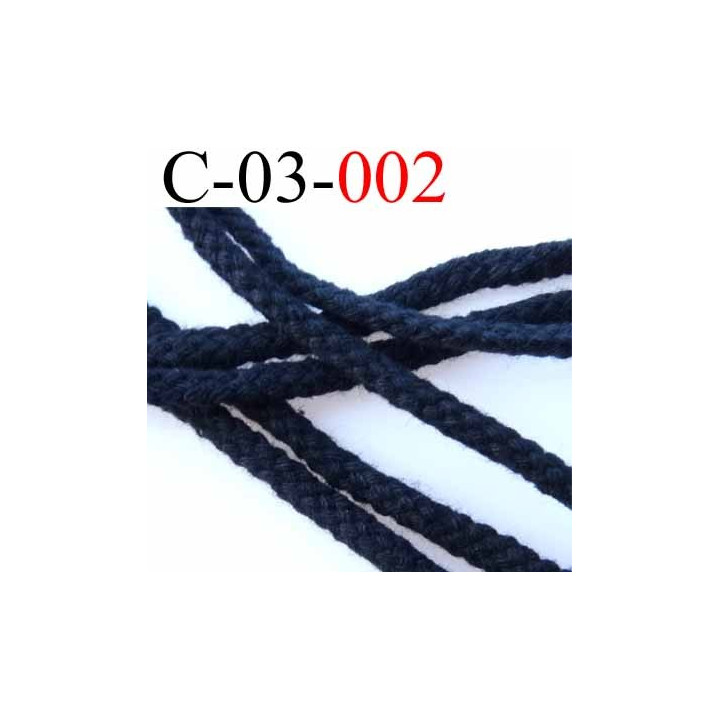 cordon en coton solide couleur noir diamètre 3 mm prix au mètre