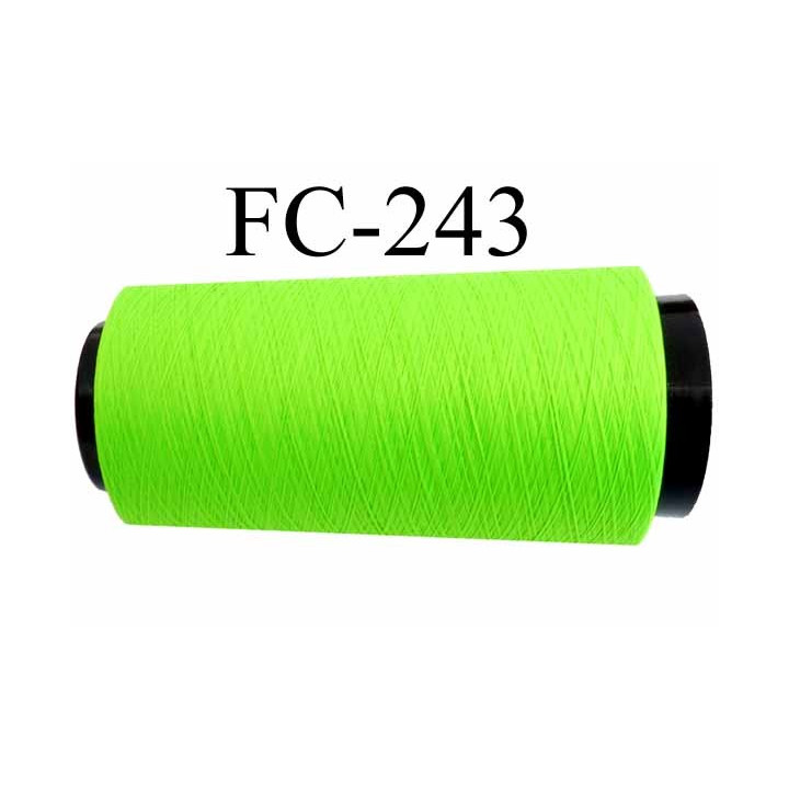 cone de fil mousse texturé polyester fil n°120 couleur vert fluo longueur du cone 1000 mètres bobiné en France