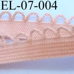 élastique picot boucle dentelle plat largeur 10 mm couleur saumon  largeur de bande 7 mm largeur de boucle 3 mm 