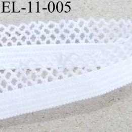 élastique picot dentelle plat largeur 11 mm couleur blanc  largeur de la bande 6 mm largeur de la dentelle boucle 5 mm 