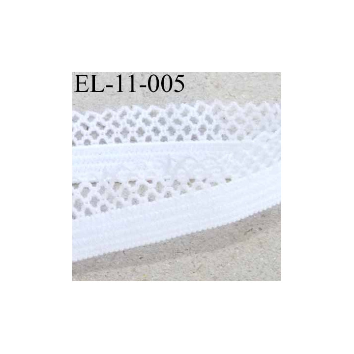 élastique picot dentelle plat largeur 11 mm couleur blanc  largeur de la bande 6 mm largeur de la dentelle boucle 5 mm 