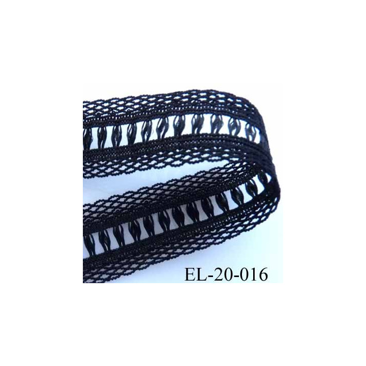 élastique picot dentelle  plat largeur 20 mm couleur noir prix au mètre 
