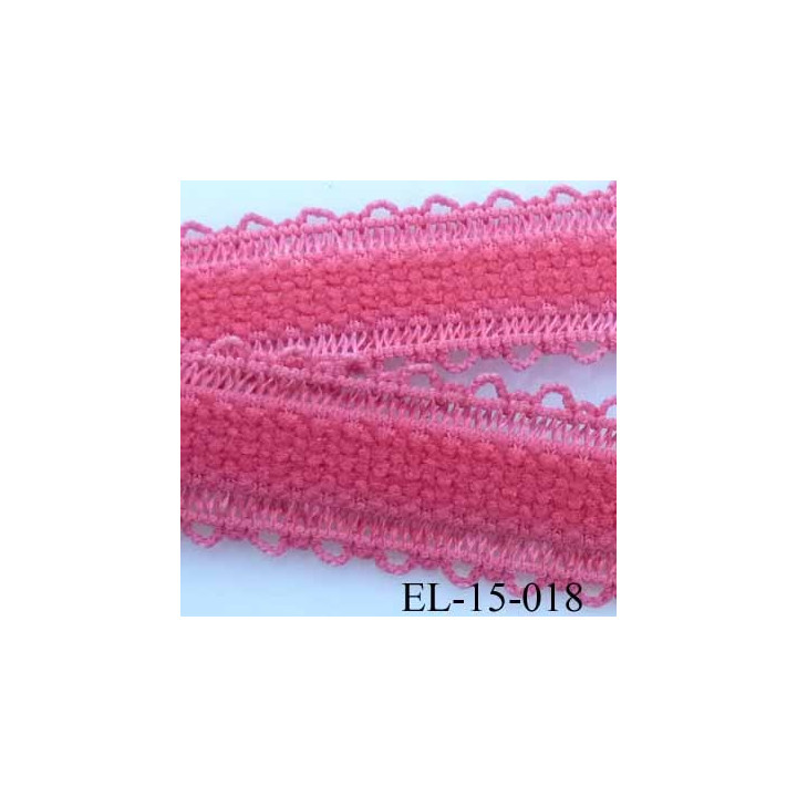 élastique bretelle fantaisie picot boucle  plat largeur 15 mm couleur corail très beau